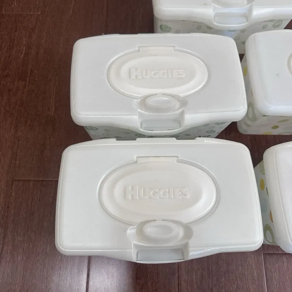 Huggies Baby Wipes Lot Of 5 EMPTY Containers Blue Green Pop Up Refillable